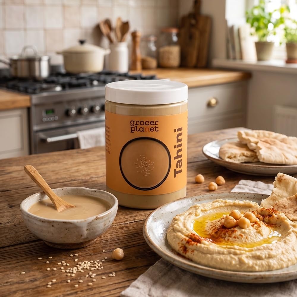 Grocer Planet - Tahini (1Kg) | Semillas de Sésamo Tostadas y Prensadas | Natural | Sin OGM | Vegano | Ideal para Humus