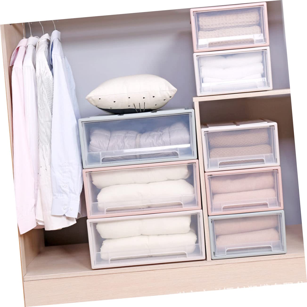 ULTECHNOVO Transparente Stapelbare Kunststoff-box Mit Schublade Umweltfreundlich Verschleißfest Vielseitiger Aufbewahrungsorganizer Für Kleidung Und Schuhe Für Schlafzimmer Und Wohnzimmer