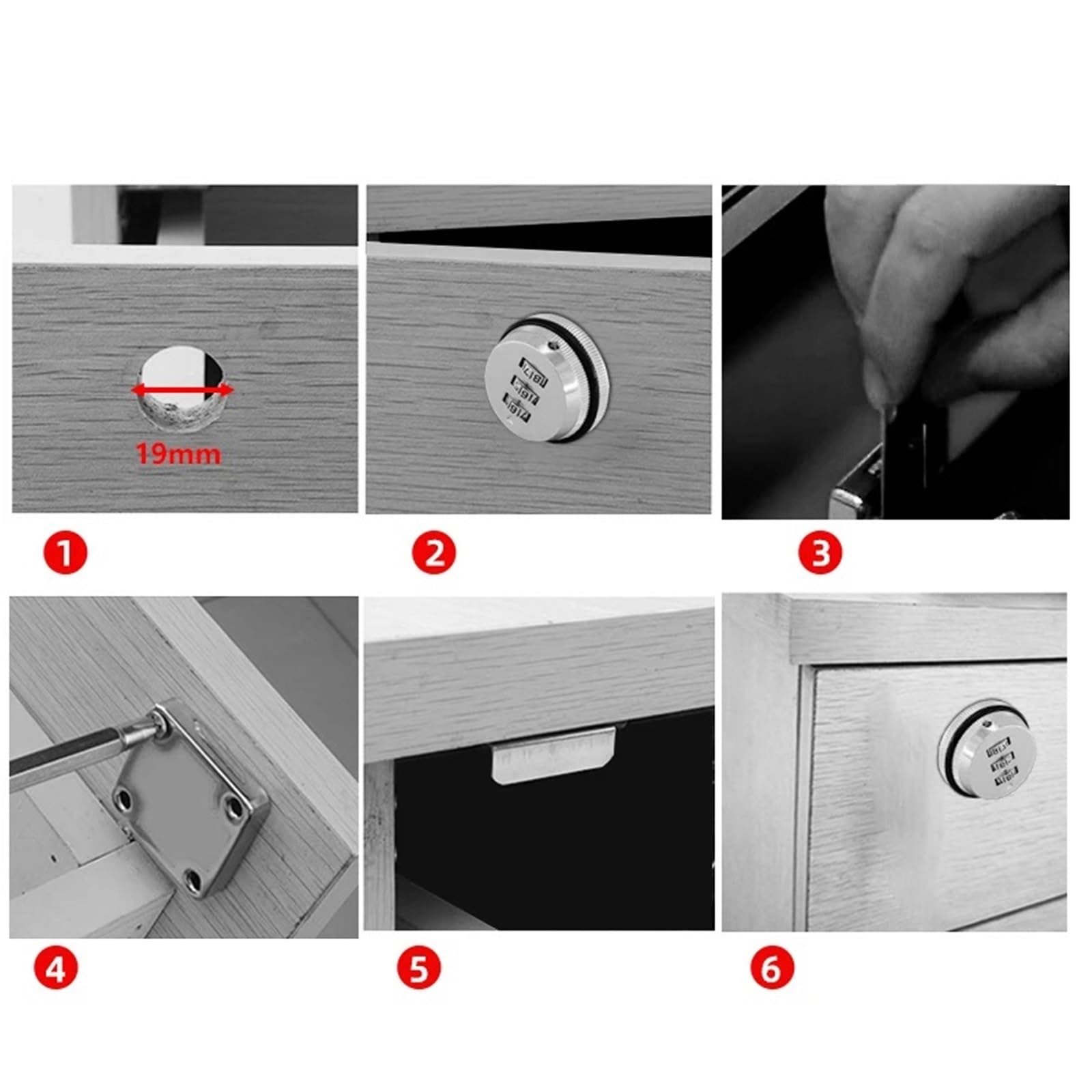 Cerradura de código Digital mecánica cajón muebles escritorio archivador cerradura de puerta buzón cerradura de lengua MA091 1 Uds(Black A)