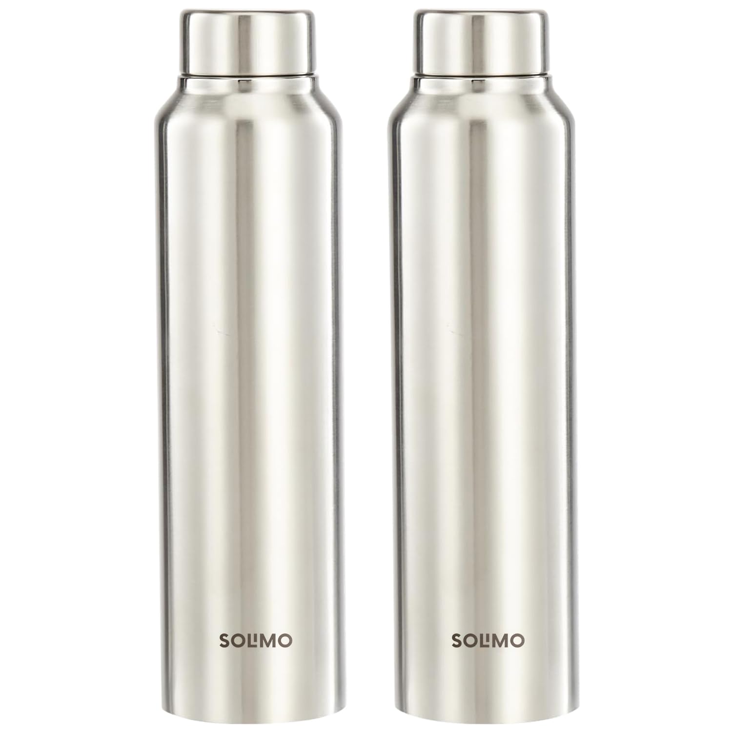 Amazon Brand - Solimo Stainless Steel Water Bottle (Pack of 2) | BIS-Approved | 900ml (Silver Steel Finish) (B0CTMS52RB) Amazon Price History, Amazon Price Tracker