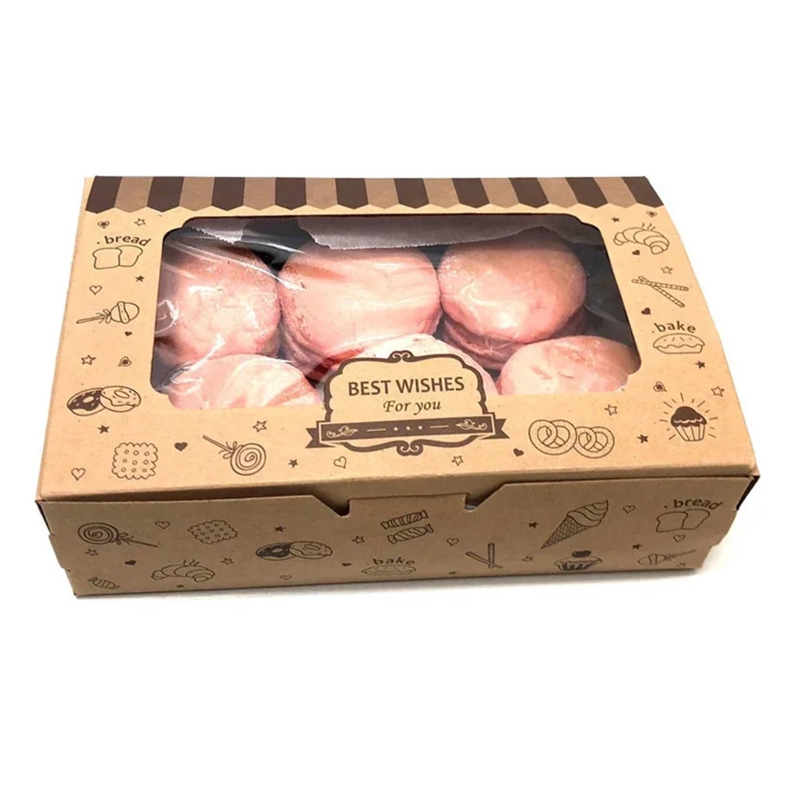 Cajas Para Tartas 12/24 Uds caja de pastelería con ventana papel postre galleta pastelería cajas de embalaje suministros de fiesta de cumpleaños Caja Reposteria Con Bandeja De CartóN(24PCS_18X12X5CM)