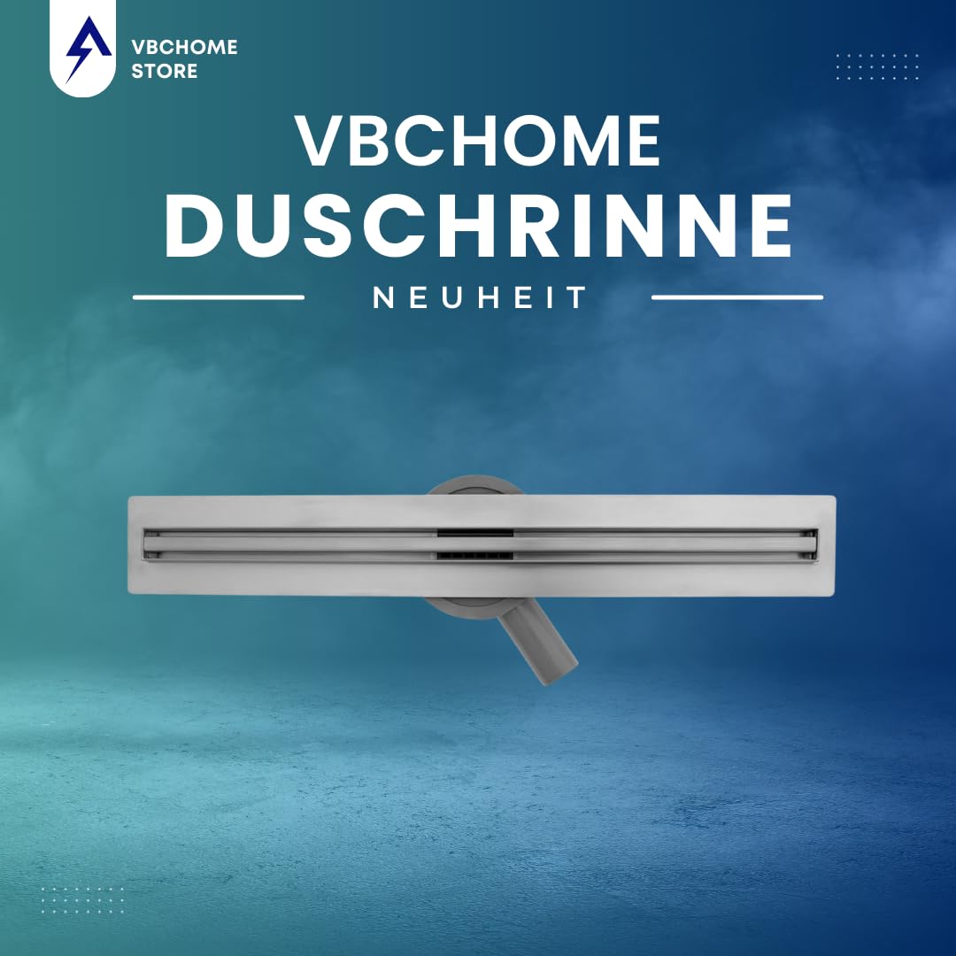 VBChome Duschrinne 70 cm ULTRA SLIM Edelstahl Duschablauf Komplettset – Flache Bodenablaufrinne mit Siphon und Geruchsstop – Größen 60, 80, 90, 100 cm – Ablaufrinne für Badezimmer Dusche