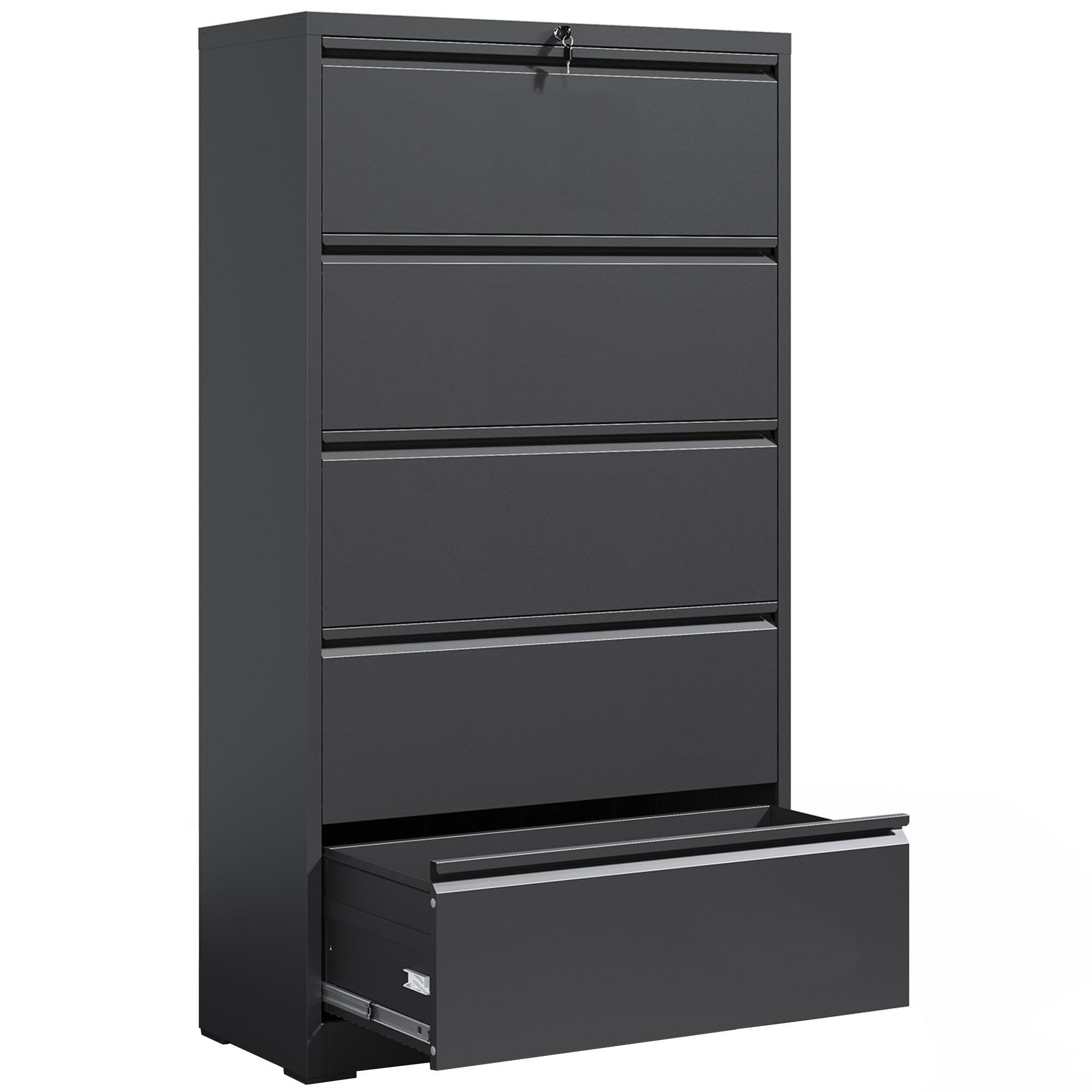 OPTYMIRA Locking File Cabinet with 5 Drawer Heavy Duty Large Metal Filing Cabinet Home Office Lateral File Cabinets Wide Steel Cabinets for Legal/
