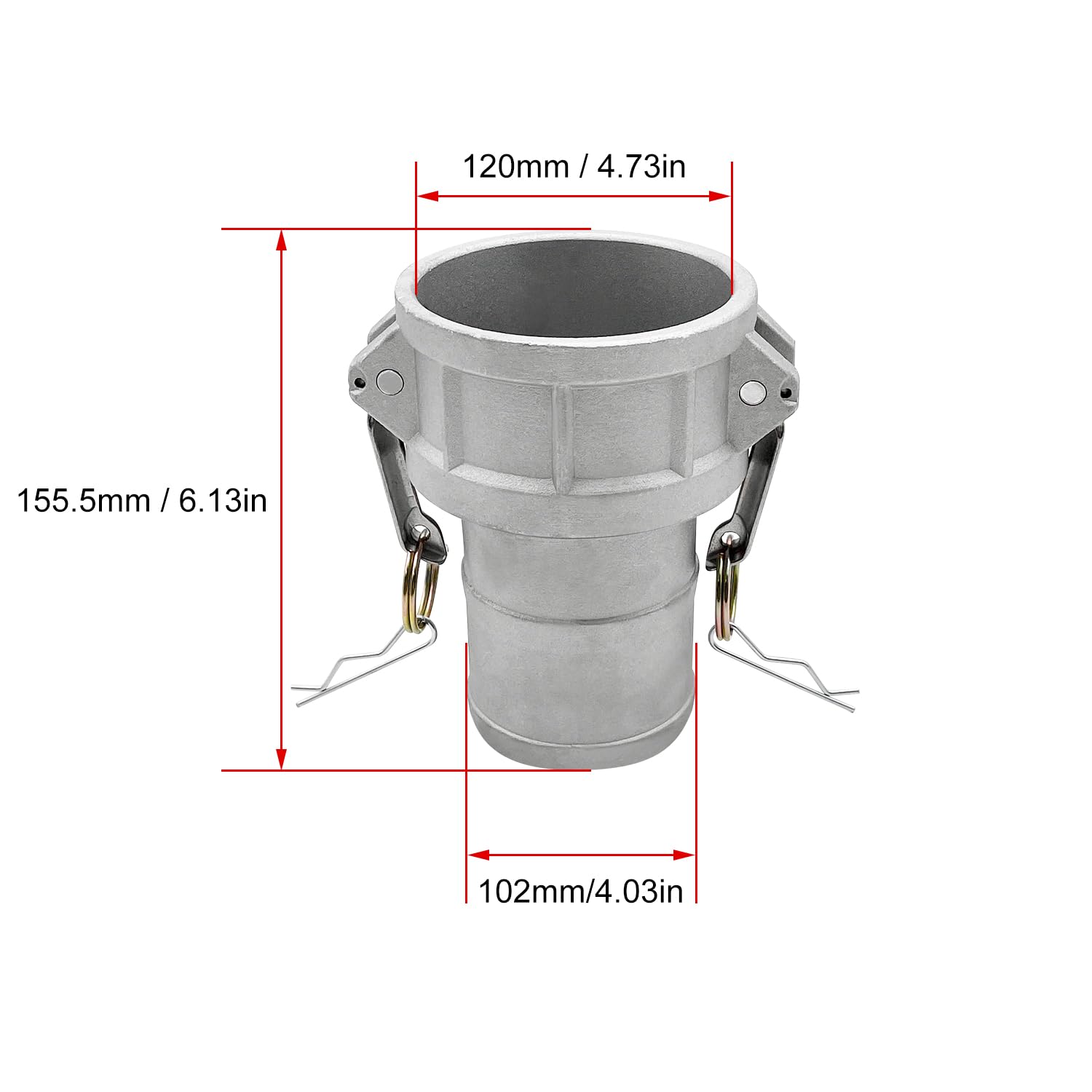 2 accesorios de manguera de leva y ranura tipo C, enchufe de 4 pulgadas x 4 pulgadas, con 2 juntas Camlock (4 pulgadas)