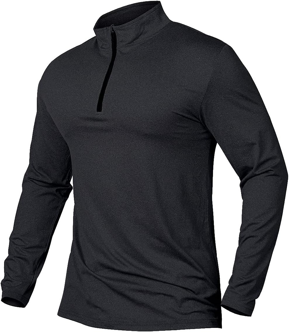 MANSDOUR Men's Quick Dry Long Sleeve Quarter Zip Athletic Running Shirt