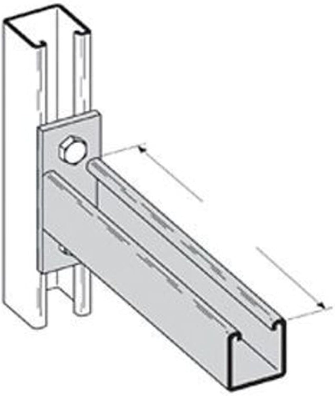 Eaton Electrical - B409-14GRN - Strut Fitting, Steel, Single Channel Bracket, 2 x 7/32 x 4-5/8 in, 9/16 in. Dia., 14 in.