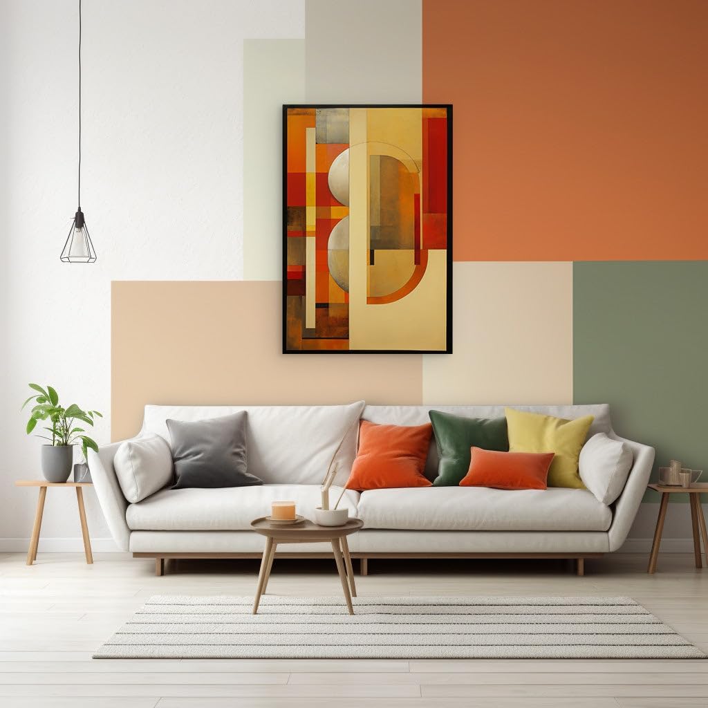 Canvas for Living room. Harmonious Chaos - Unveiling the Dynamic Symphony of Geometric Abstractions in Oil, 27 x 18 inch Canvas Wall Art - Contemporary Masterpieces - Modern Home Decor