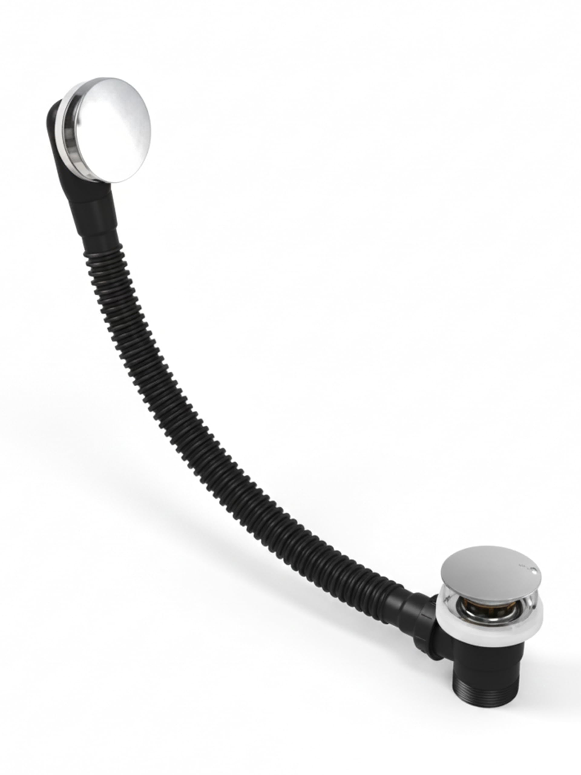 Tiles & Taps Ltd Chrome Tiles & Taps Ltd® Bath Waste And Overflow Plug For Bathtubs Click Clack Plastic Bath Tub Drain With Pop Up Machanism