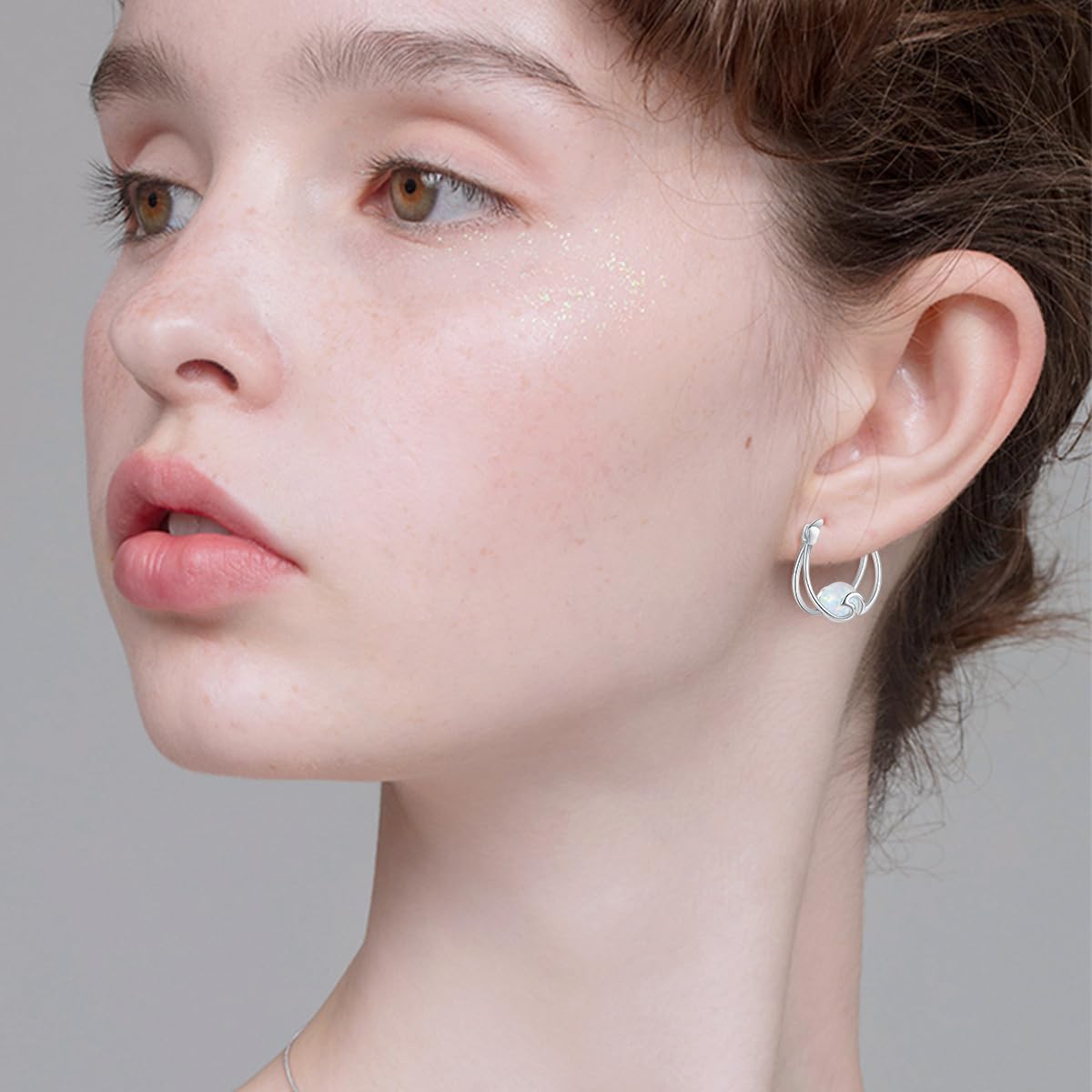 Turquoise/Moss Agate/Blue Opal Hoop Earrings Sterling Silver Small Huggie Earrings Double Hoop Earrings Jewelry Mother'S Day Gifts for Women