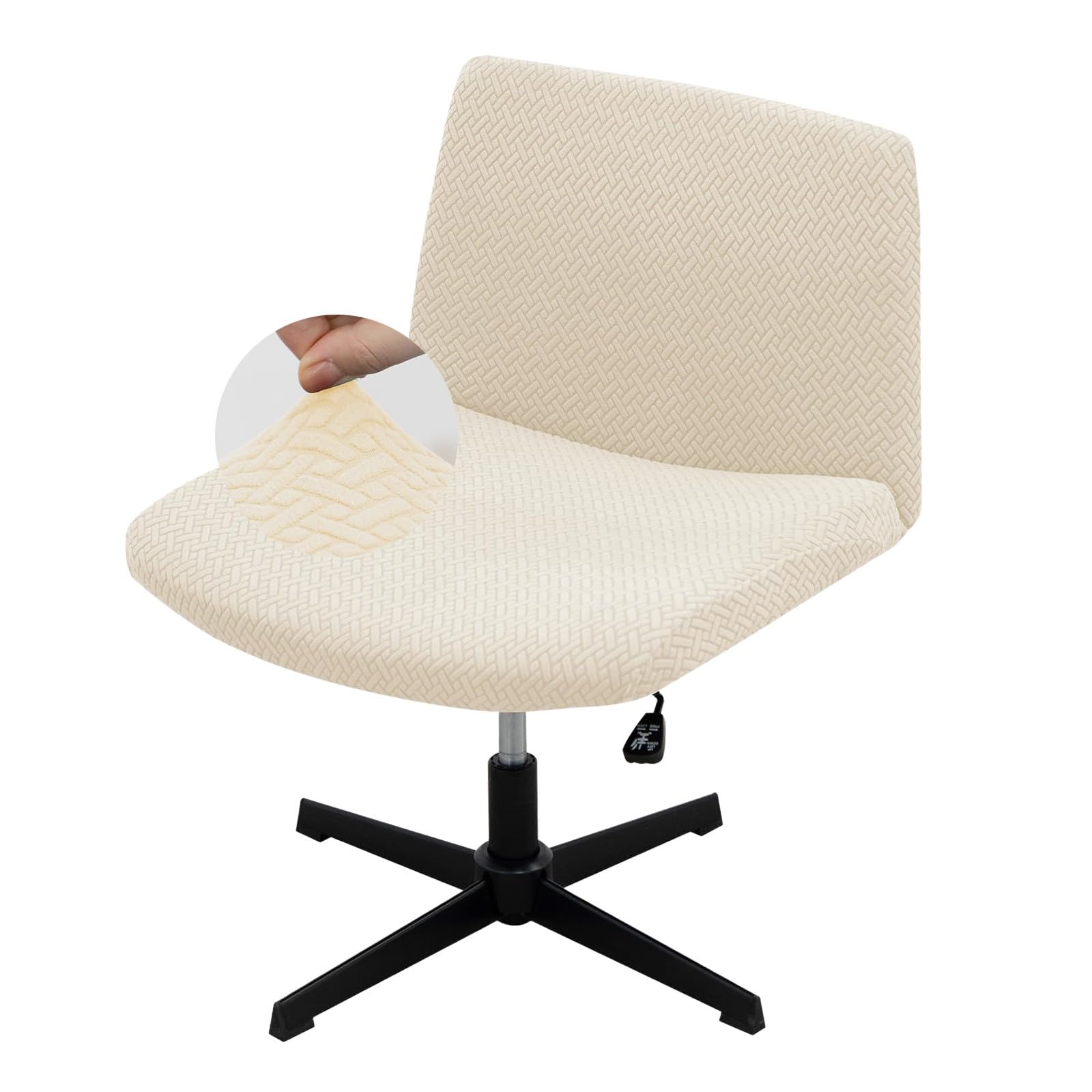 Tufkiss Fundas para Silla Sin Brazos, Funda para Silla de Escritorio de Oficina, Asiento Ancho Súper Suave, Protector de Tocador Giratorio para Tareas(Beige)