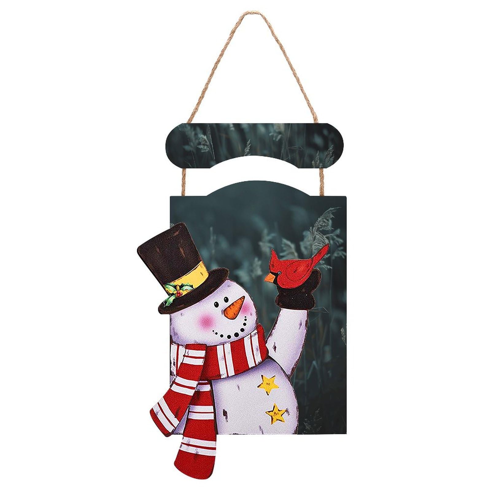 Peinture de Noël bonhomme de neige en bois pour décoration murale