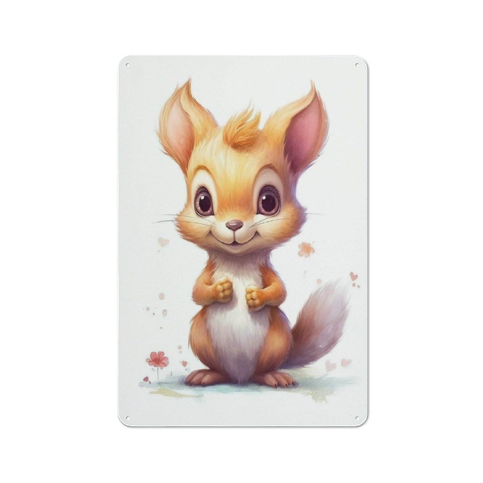 Junmoney Style-6 Cottage Style Watercolor Baby Squirrel Country Metal Sign 30X20cm, Farmhouse Wall Decor For Farmhouse Kitchen, Pantry Or Dining Area