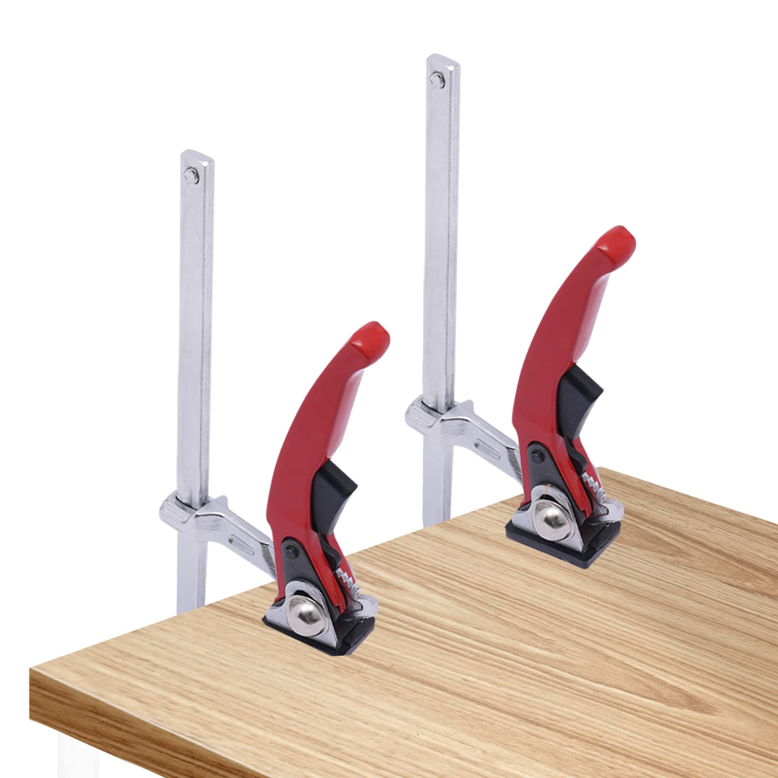 2 abrazaderas de carraca, abrazadera de mesa, virola potente para trabajos profesionales, profundidad de garganta para lijar, cortar (200 mm x 60 mm)