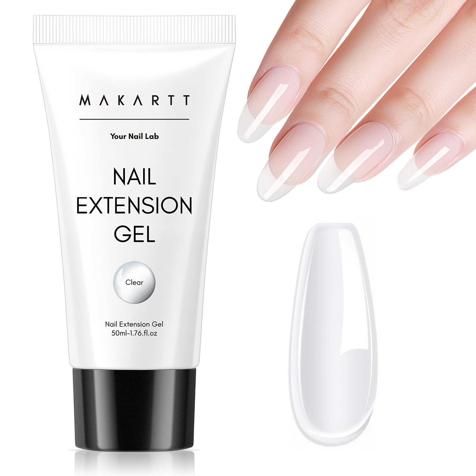 MakarttPoly Nail Gel: Clear 50ML Gel Builder for Natural-Looking Strengthener 3D Molding Gel for Trendy Nail Art-Long-Lasting and Easy to Use Supplies