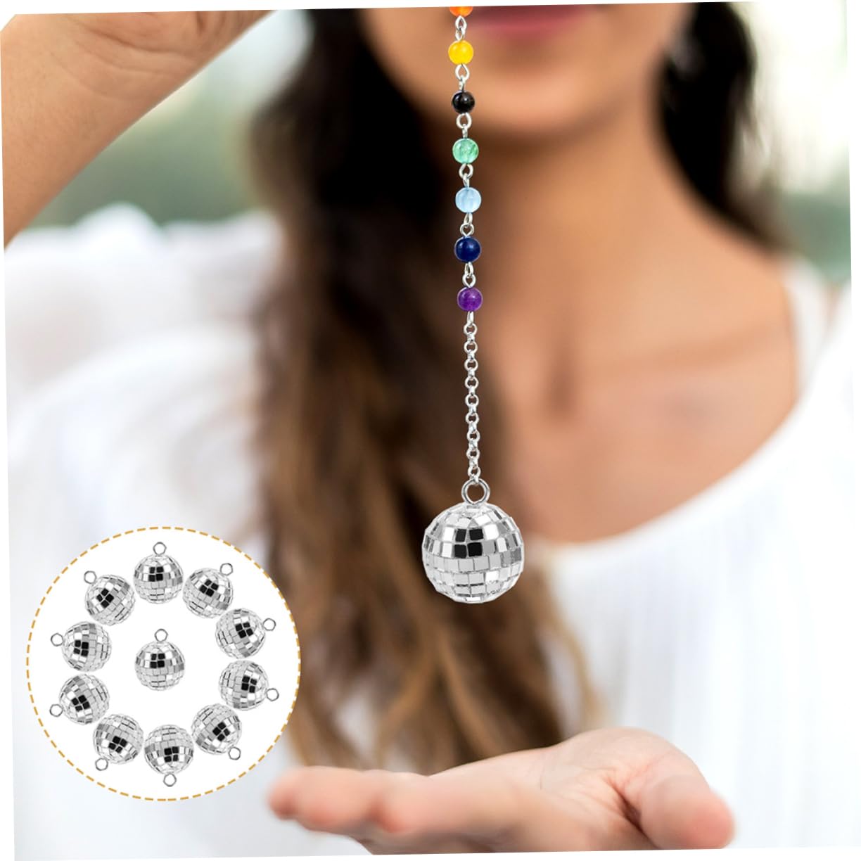Ciieeo 120piezas Mini Disco Ball Charm Para Manualidades Diy Colgantes De Bola De Discoteca Para Joyería Accesorios Coloridos Para Creaciones De Collares y Llaveros