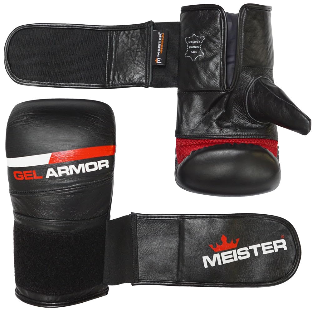 Meister Gel Armor Gants de Sac en Cuir Pleine Fleur de Vachette avec Support de Poignet - Noir