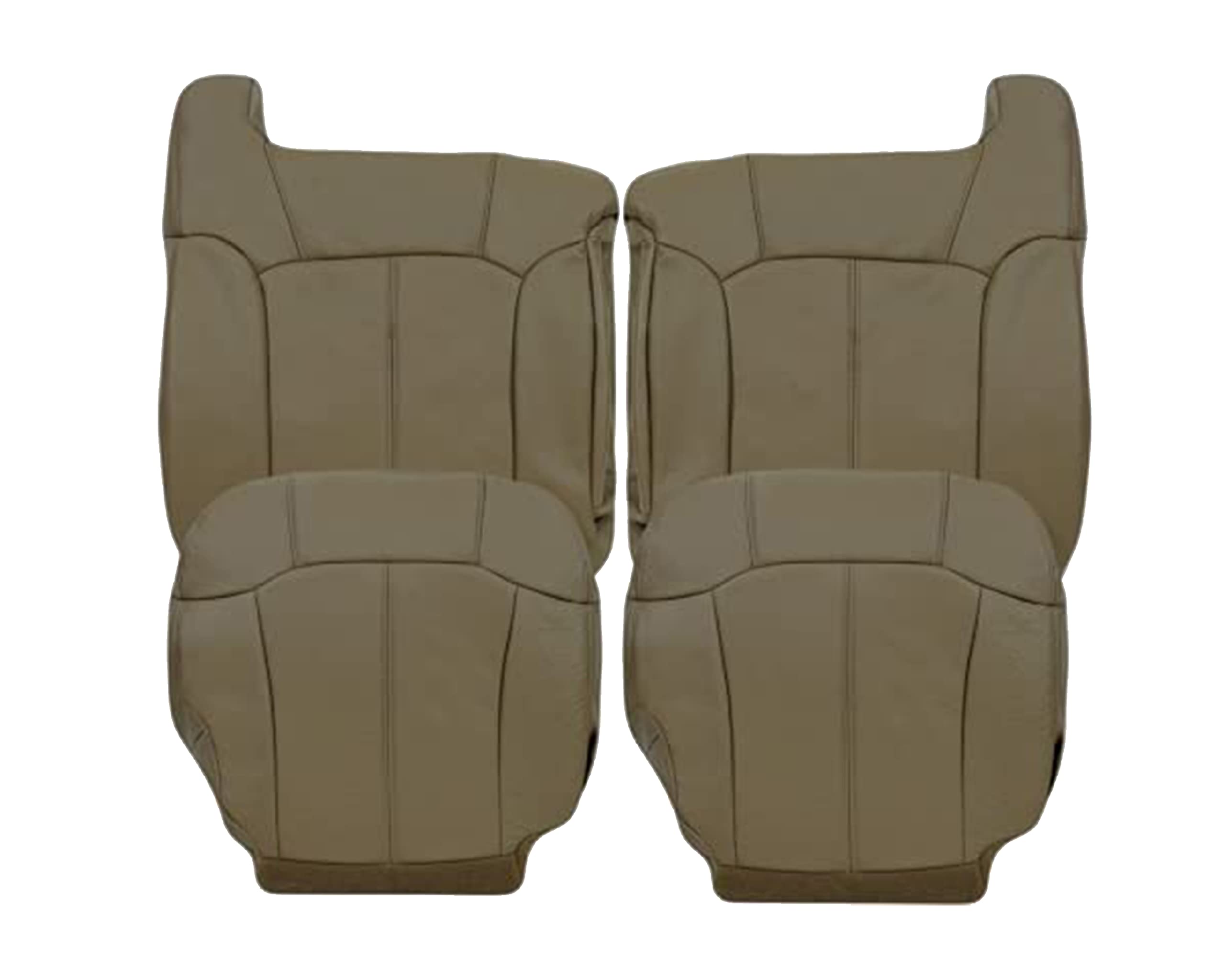 1999 2000 2001 2002 Chevy Silverado Leather Seat Cover, Chevy Silverado Synthetic Leather (Vinyl) Seat Cover Replacement (Medium Neutral Tan, Front (2 Bottom & 2 Top))