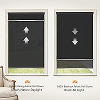 Vista 2 de PASSENGER PIGEON Persianas enrollables sin cordón, de doble tela negra, oscurecimiento de la habitación y filtrado de luz en una pista, persianas