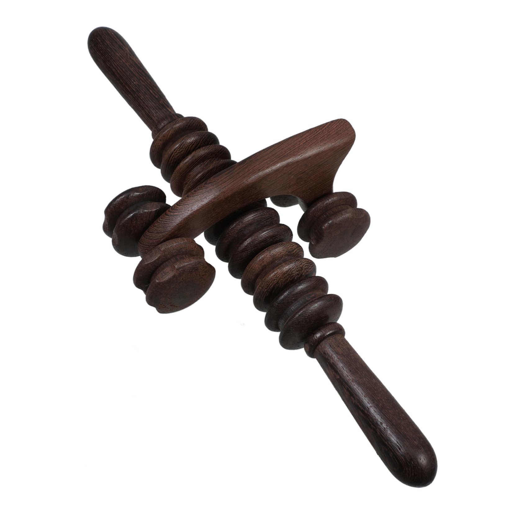 Juego de 2 Rodillos de Masaje de Madera para Espalda, Café