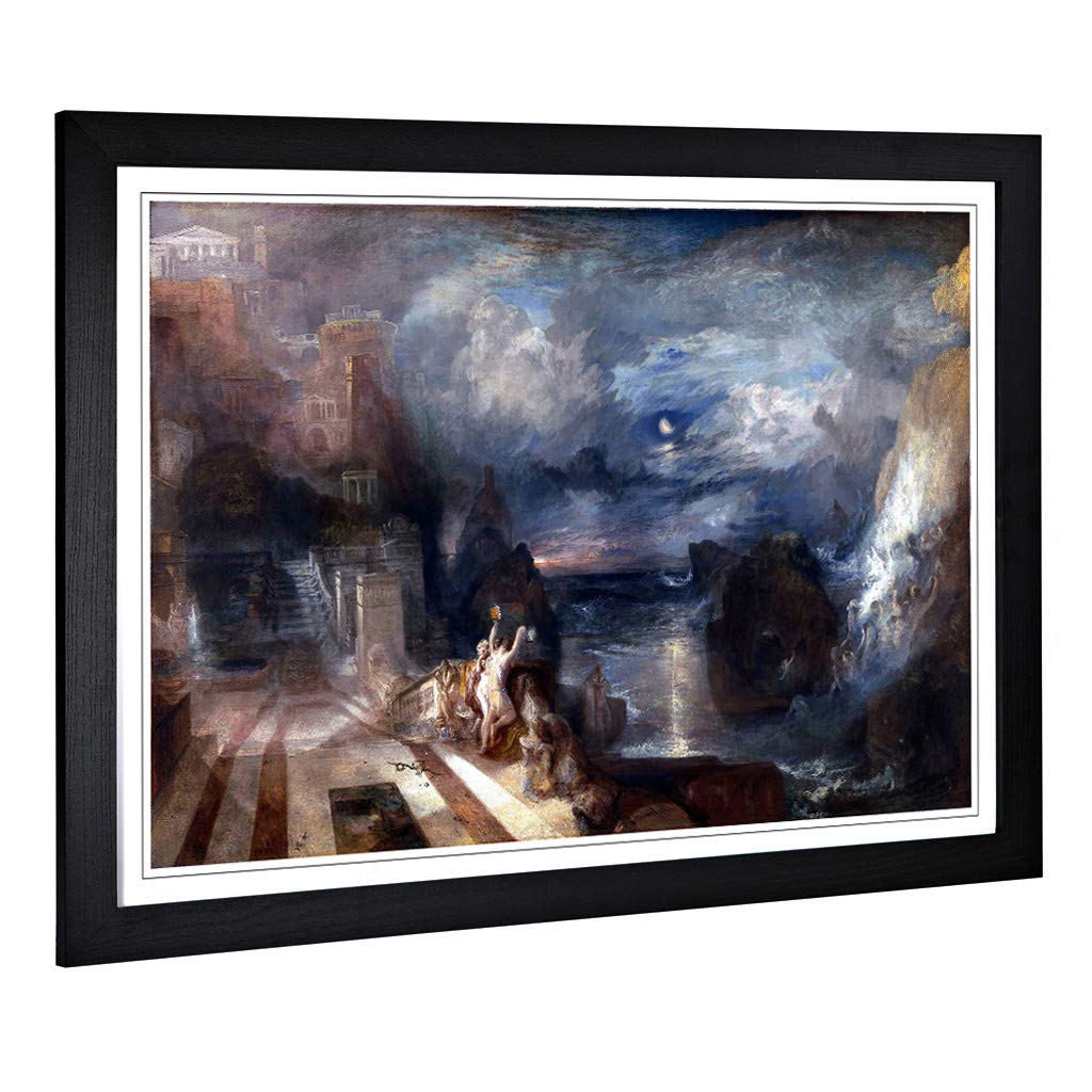 Big Box Art Framed Print of J.M.W (Joseph Mallord William Turner) Hero and Leander Design | Wall Art Picture| Home Decor for Living Room, Bedroom, Office, Black, A2 / 24.5x18 Inch / 62x45cm