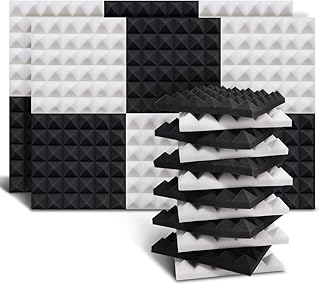 24 Pack Acoustic Panels, 2" X 12" X 12" 24 Pack Sound proof Foam Panels, Studio Soundproofing Wedges, Sound Absorbing Acou...