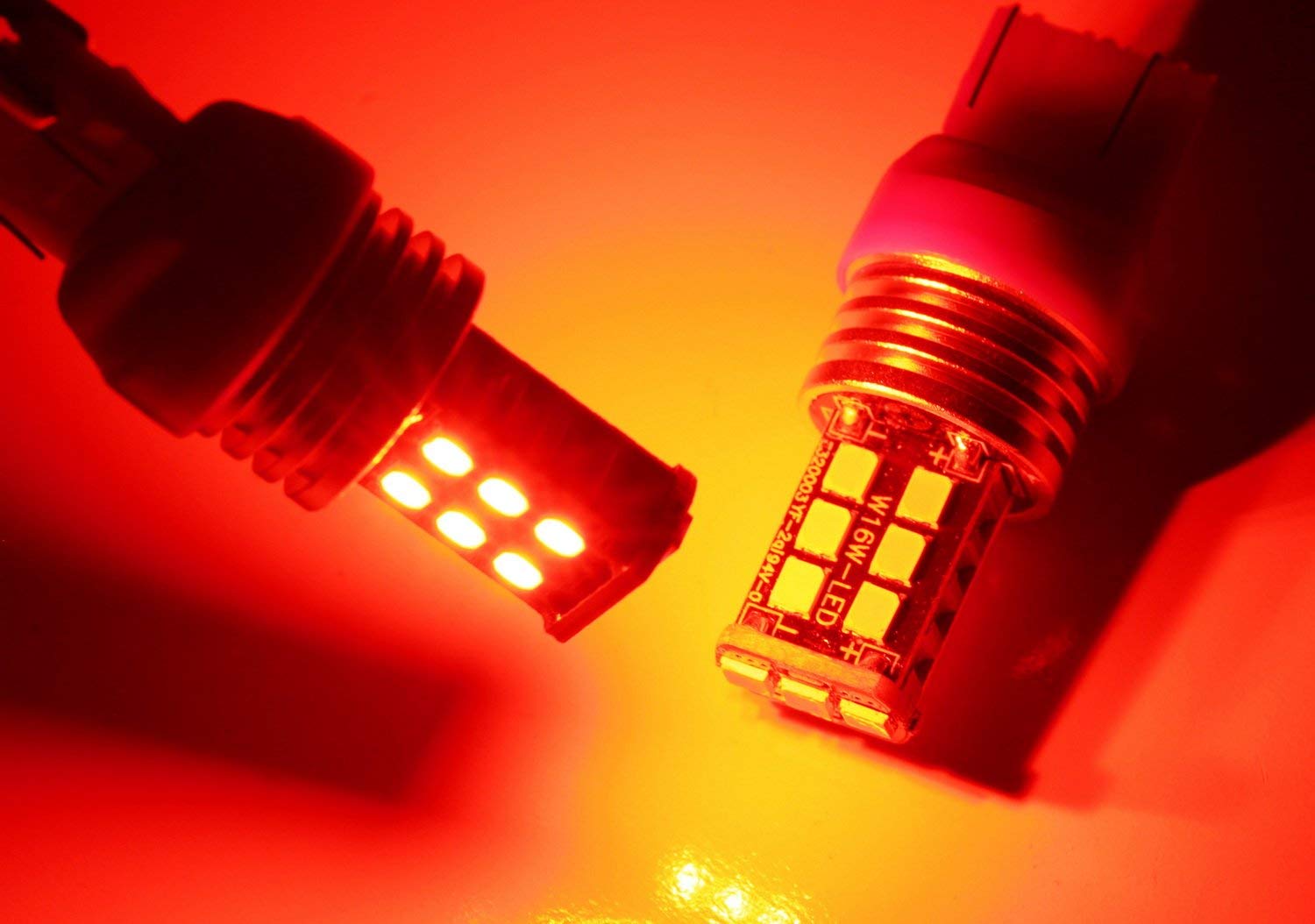 iJDMTOY Strobe/Flashing Featured Red 15-SMD 7443/T20 Replacement Bulbs Compatible With Brake/Tail Lights