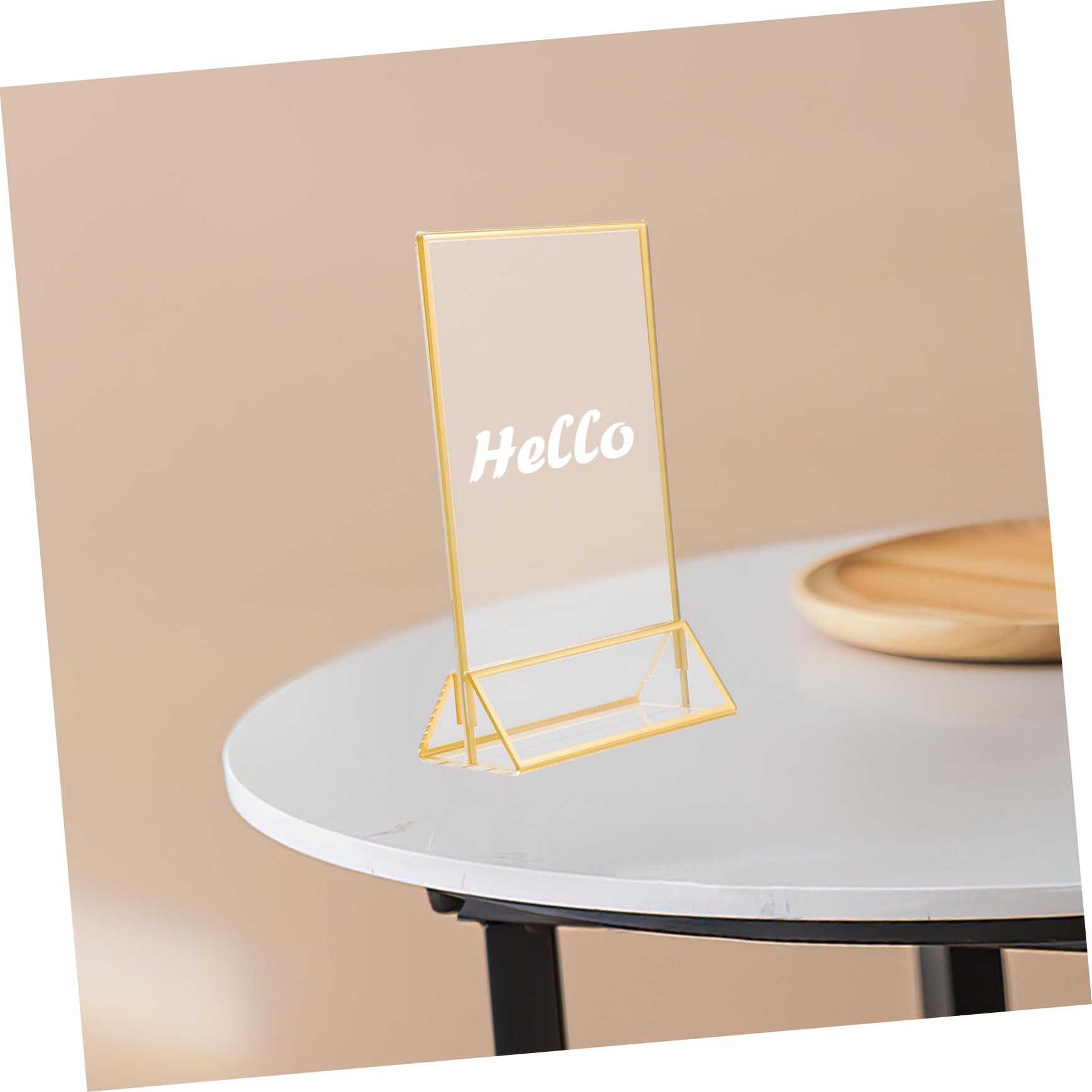 BESTYASH 6 Stück Teiliges Preisschildhalter mit Goldrand Langlebiger Transparenter Aufsteller für Menükarten Preisschilder und Werbeanzeigen im Einzelhandel Büro Restaurant und