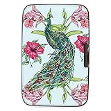 Fig Design Group Peacock Blue Background RFID Secure Theft Protection Credit Card Armored Wallet