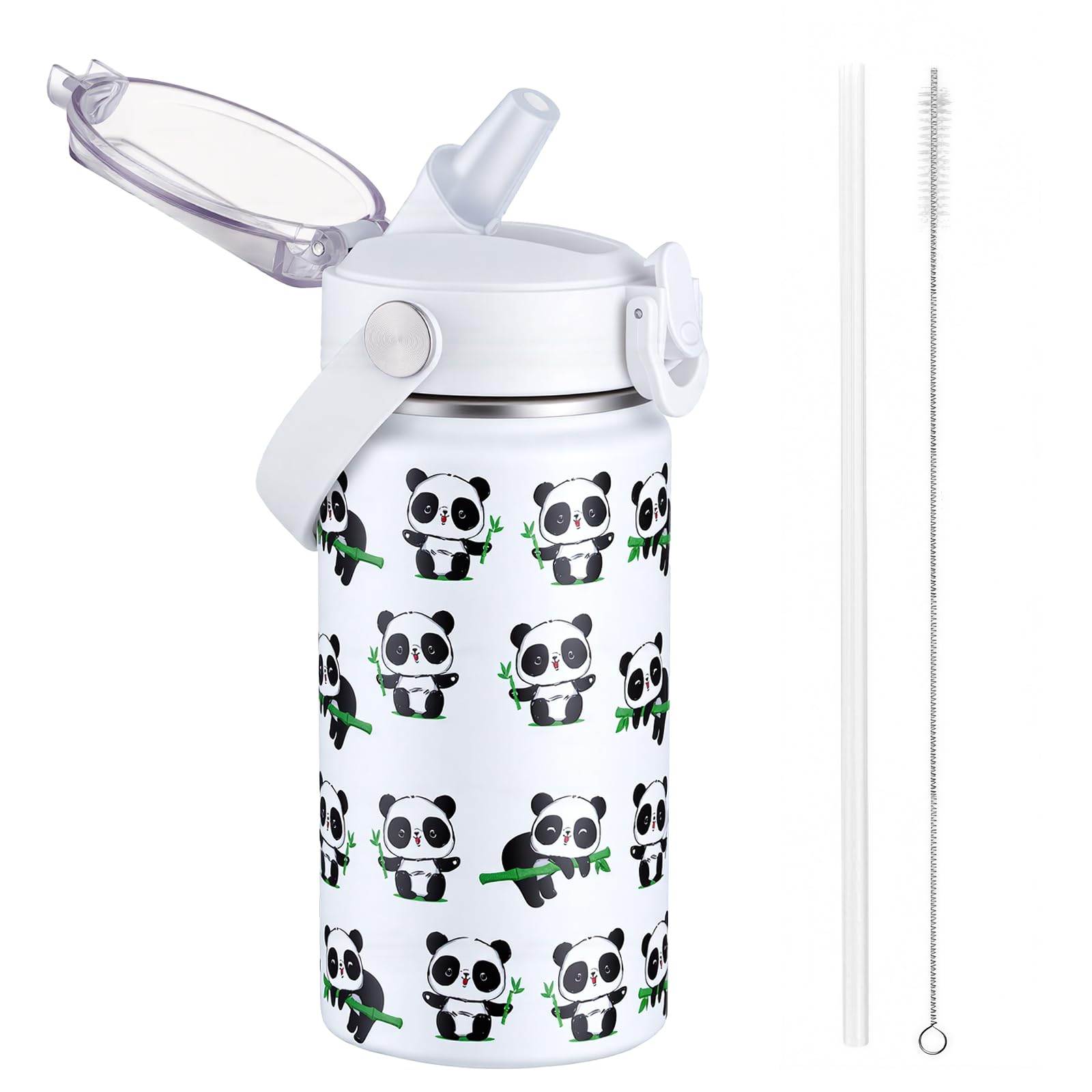 Autsel 420ml Kids Insulated Water Bottle with Straw, Vacuum Metal Leak Proof Drink Flask, BPA-Free, Cute Double Wall Stainless Steel Child's Flask,Boys Girls Bottles