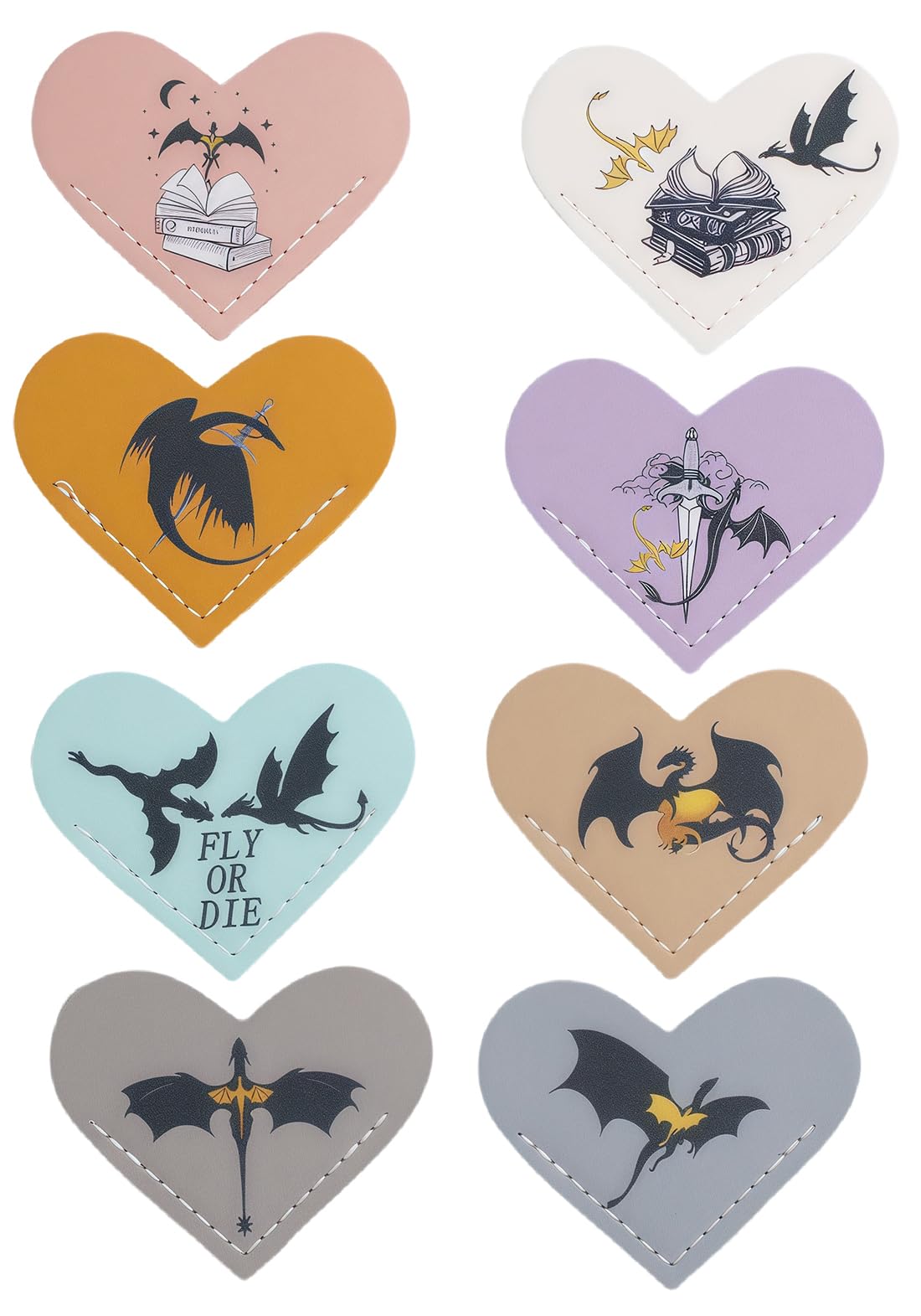 Fourth Wing Leather Bookmark,Cute Heart Bookmark,Suitable for Women Children Reading Accessories for Book Lovers The Students Teacher Gifts