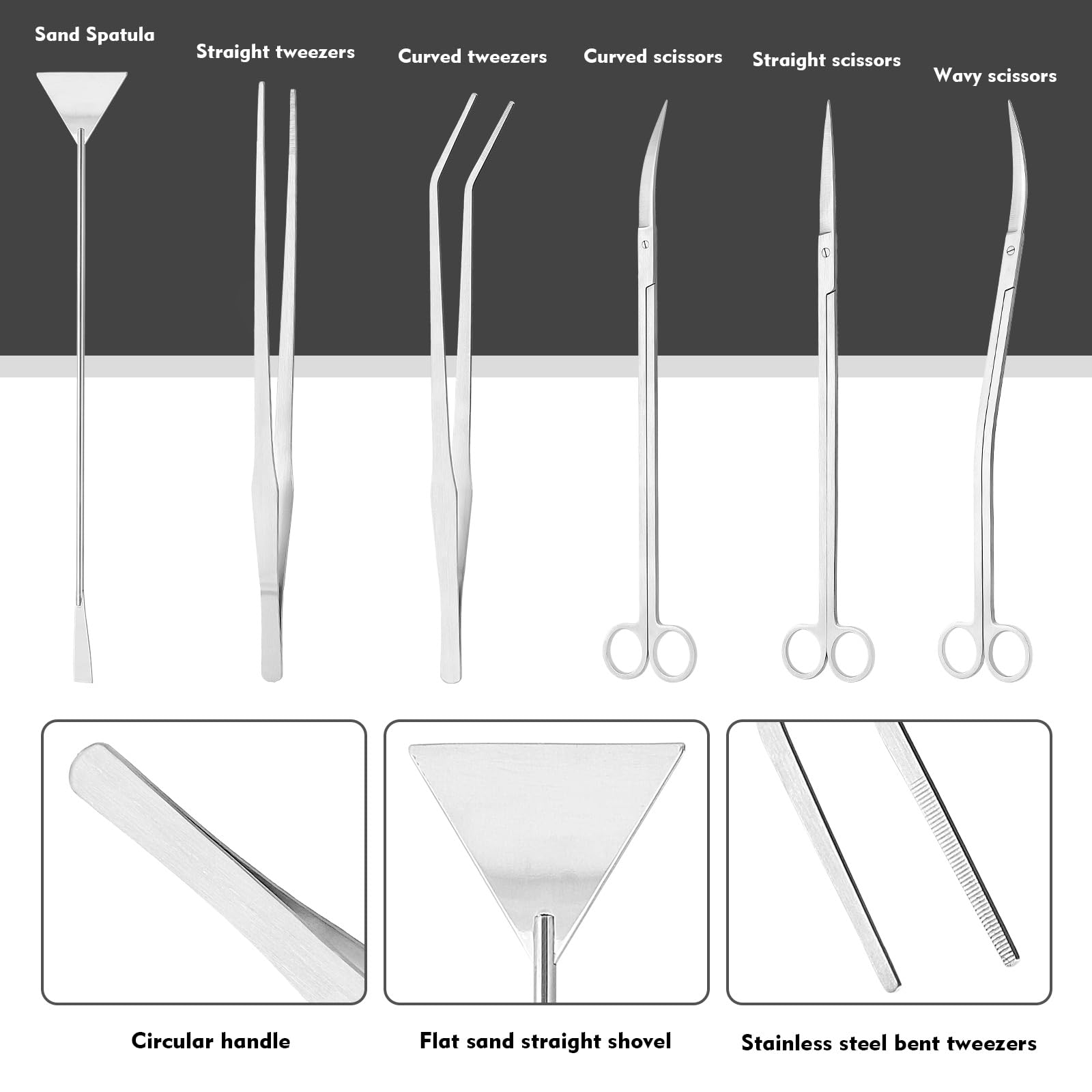 Wokape 15-teiliges Aquarium Werkzeug Set - Edelstahl Aquascaping Werkzeuge Mit Ersatzklingen