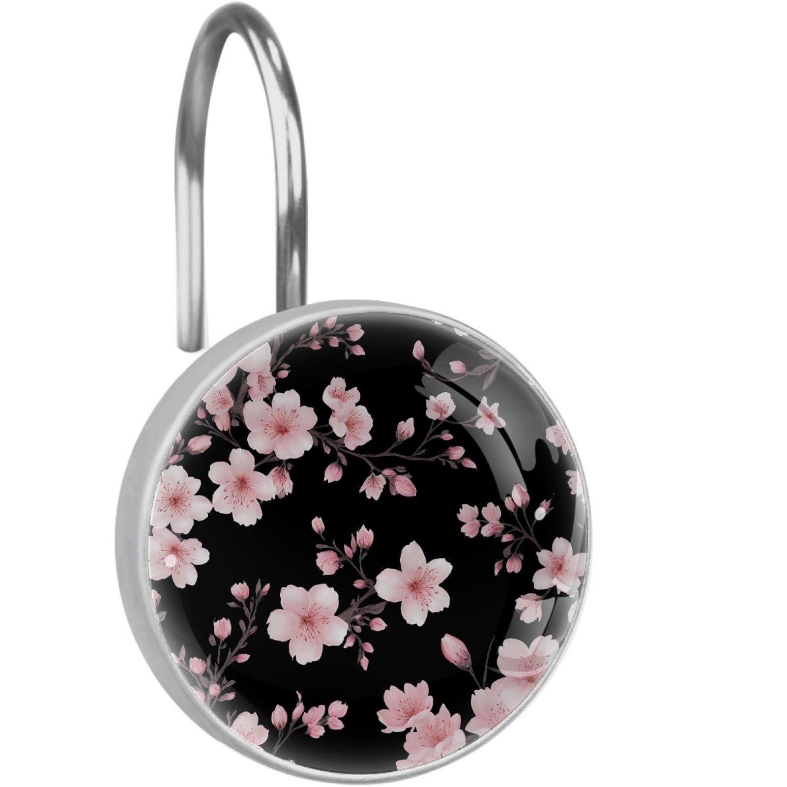 VAPOKF Shower Curtain Hooks, 12PCS Cherry Blossom Shower Curtain Hook for Bathroom Decors Home Bedroom