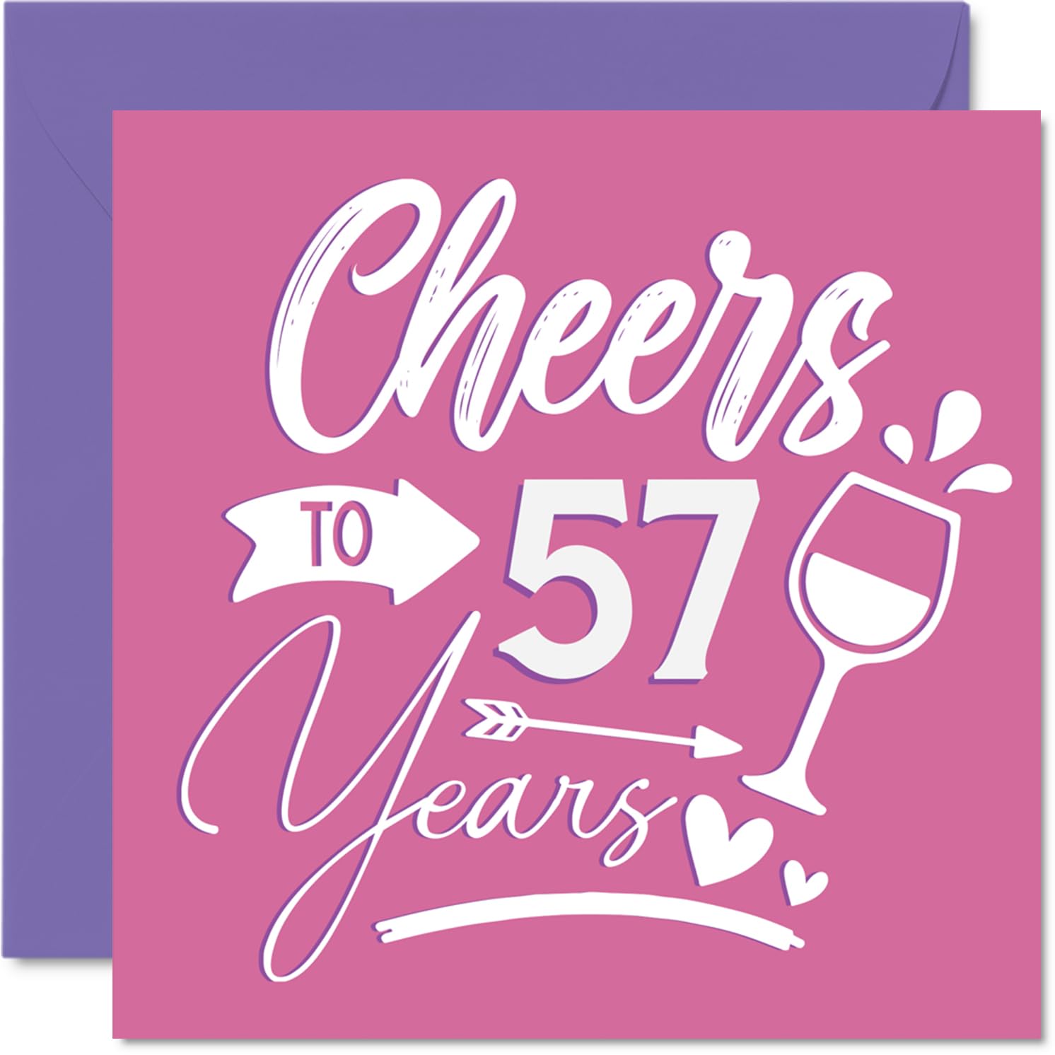 57th Birthday Cards for Women - Cheers - Happy Birthday Card for 57 Year Old Woman Wife Daughter Nanny Sister, 145mm Bday Greeting Cards