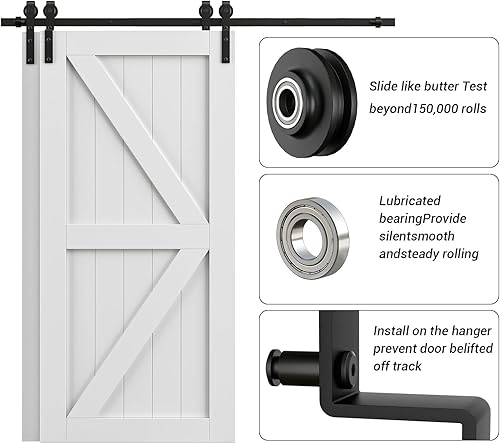 Miniatura 4 de Kit de herrajes para puerta corrediza de granero de 8 pies, accesorios de puerta corredera de modo de pista combinada, puertas de madera dobles