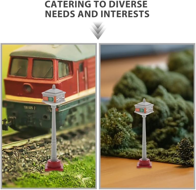 Abaodam 16pcs Traffic Sign Model Railroad Crossing Toy with Traffic Lights Road Signs and Railroad Signal Light Mini Train Station Table Accessories for Model Train Sets Sand Table Scenes