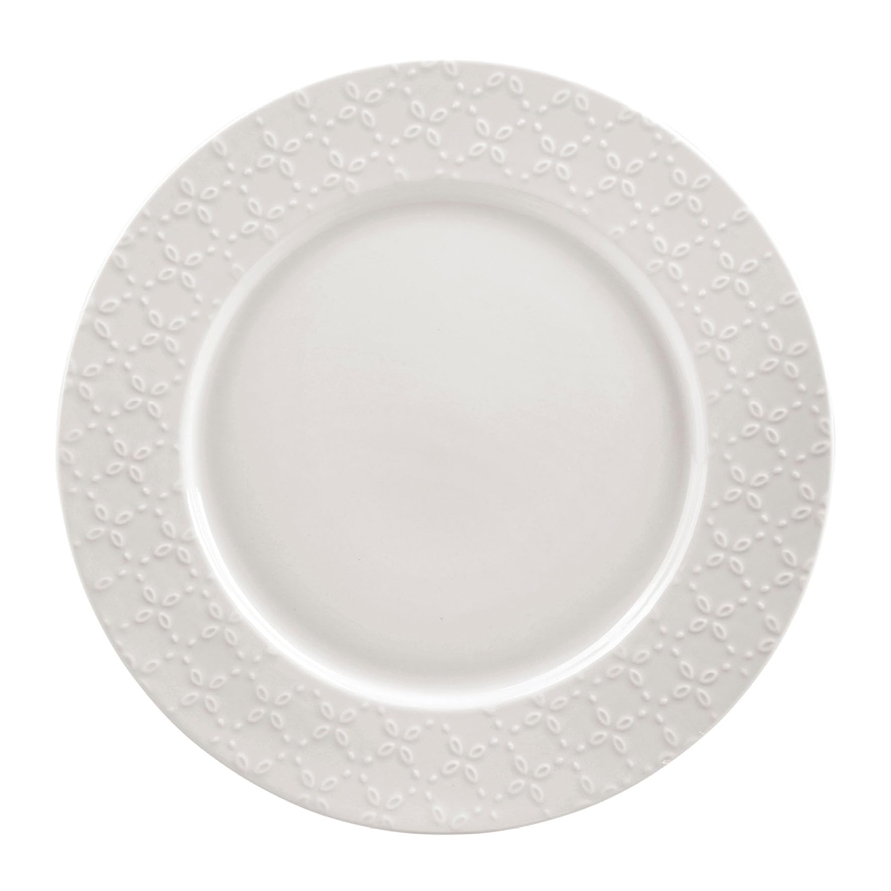 GENEVIEVE LETHU 536300 Plate Ø 27 cm Model Calais CAUDRY - Porcelain White - Floral Lace Decor