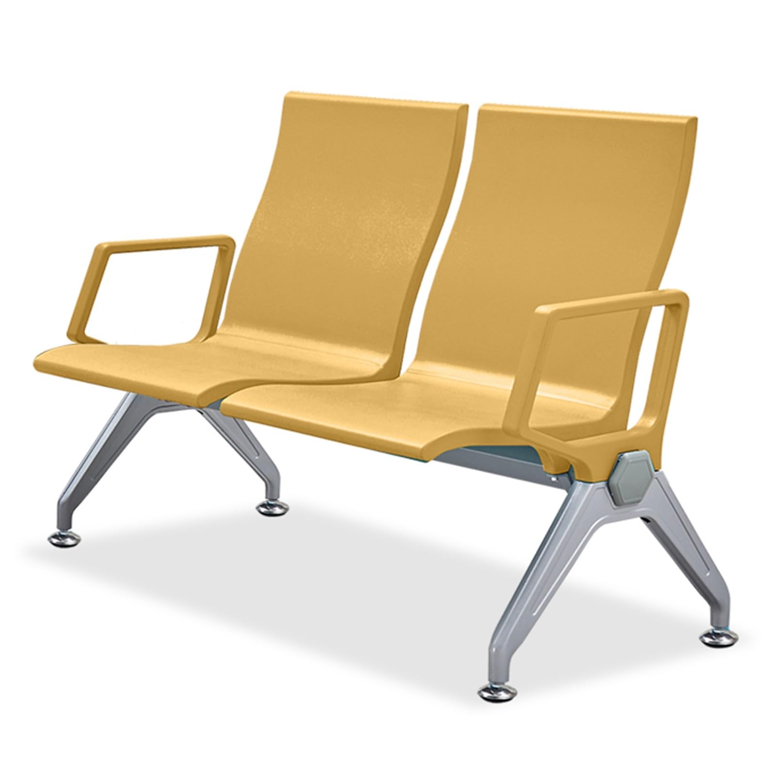 SnamicE Waiting Room Chairs,Green Waiting Room Chairs - 2 Seat Polyurethane Lobby Bench with Arms for Office, Airport, Bank, Barbershop - Comfortable & Stylish,Yellow