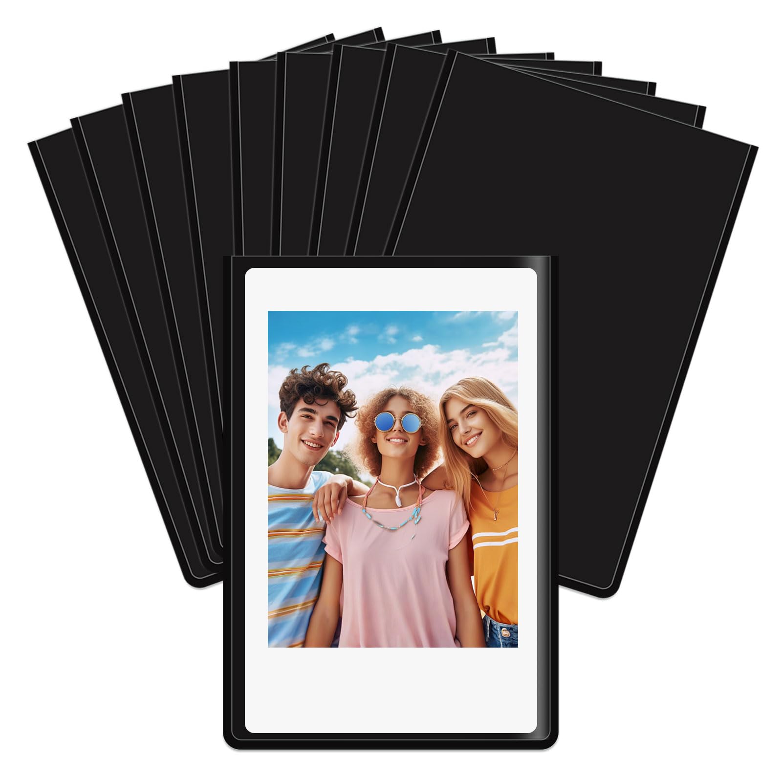 10 sztuk magnetycznych ramek na zdjęcia do lodówki, 9,5 x 6,5 cm, magnetyczne ramki na zdjęcia, naklejki na lodówkę do Polaroid Instax Mini Film, małe magnetyczne ramki na zdjęcia, pocztówki, czarne