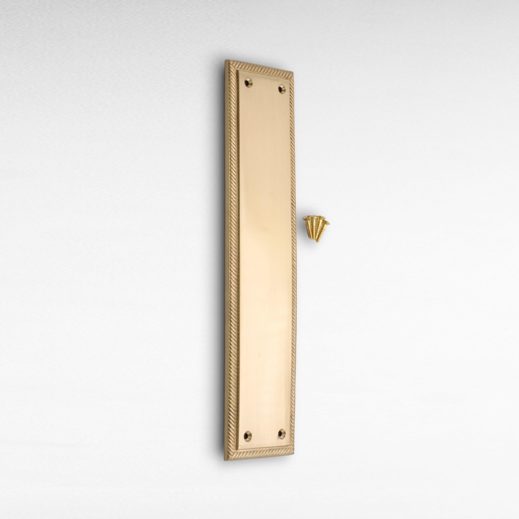 Infinity Decor Plaque de poussée carrée en laiton satiné de style géorgien 287 x 67 mm – Pour porte intérieure ou extérieure