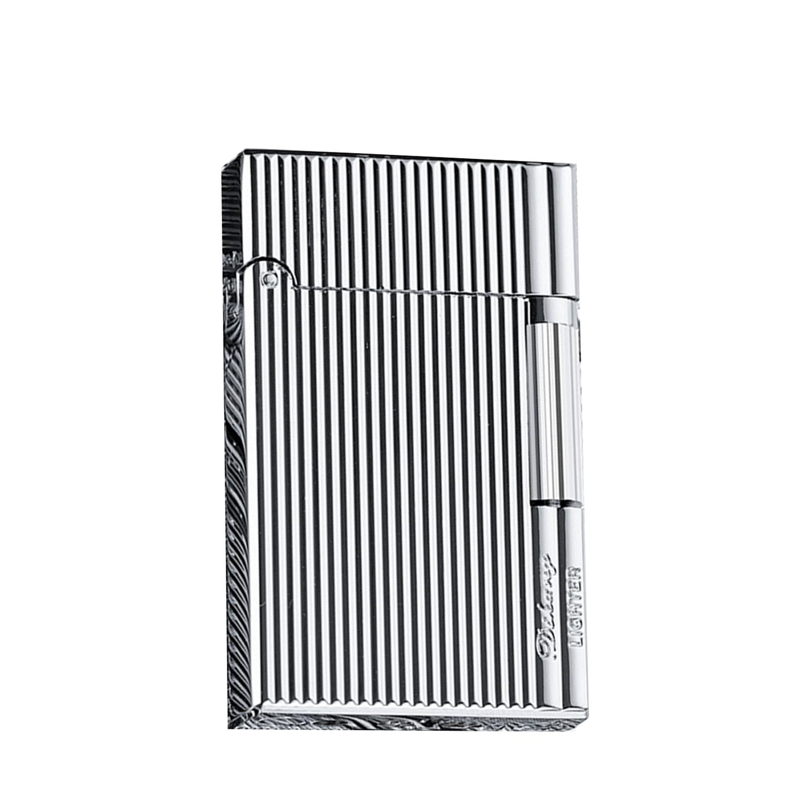 Scghbk Silver Soft Flame Refillable Butane Lighter With Adjustable Flame And Vertical Ignition For Cigars (Silver)