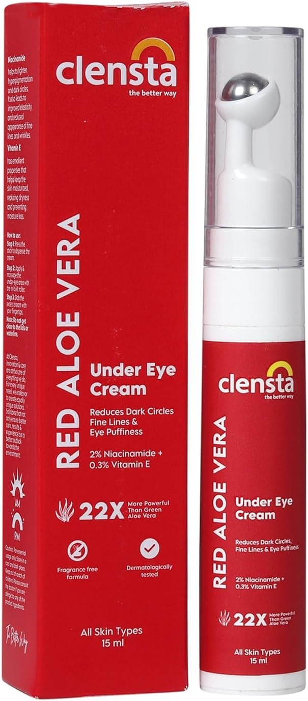 Red Aloe Vera Under Eye Cream With Niacinamide & Vitamin E | Reduces Dark Circles, Fine Lines & Eye Puffiness | For Men & Women - 15ml