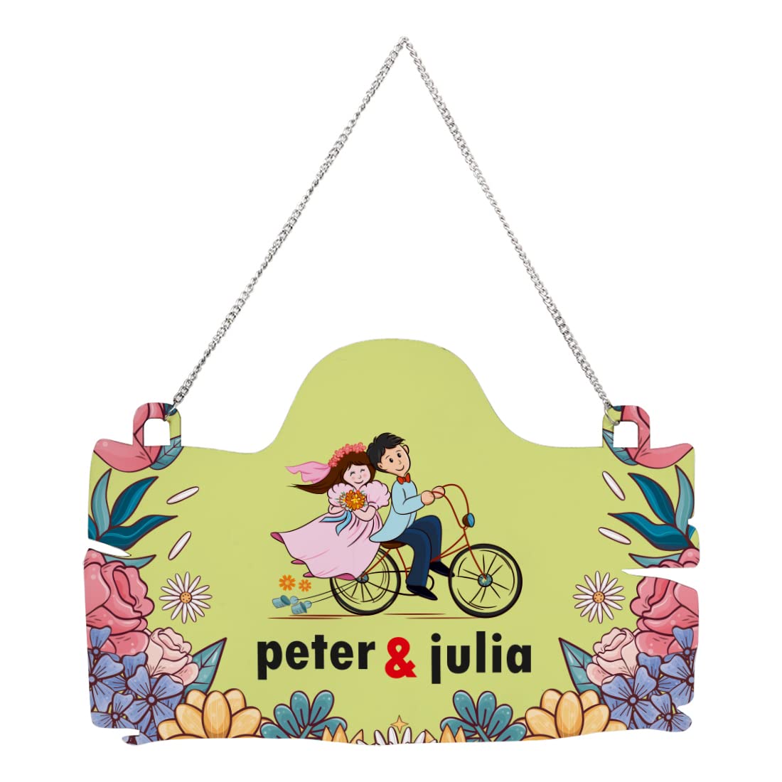 Crazyify Green Floral Home Name Plate | Personalized Home Name Plate | Outdoor Home Name Plate | Wooden Name Plate | Wooden Door Name Plate/Name Plaques/Address Plaques