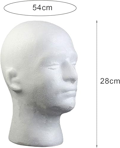 Miniatura 6 de Modelo de cabeza masculina, maniquí de espuma, modelo de cabeza, peluca, sombrero, maniquí de espuma, color blanco (estilo 3)