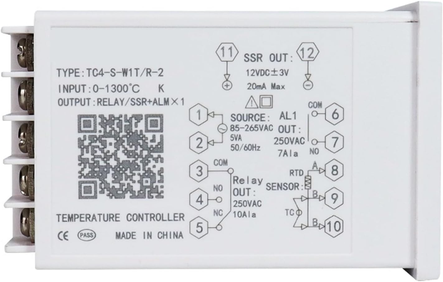Digital Thermostat Temperature Controller Relay Dual Output Universal Input TC4S TC4H TC4L TC4M PID Thermoregulator 1300℃(TC4-L 96x96mm)