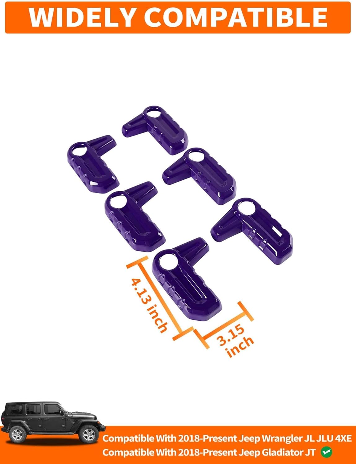Savadicar Purple Interior Accessories - Hardtop Latches Trim Cover for 2018-Present Jeep Wrangler JL JLU 4XE & Gladiator JT - Solid Color Interior Decor Upgrade Option, 6-Piece