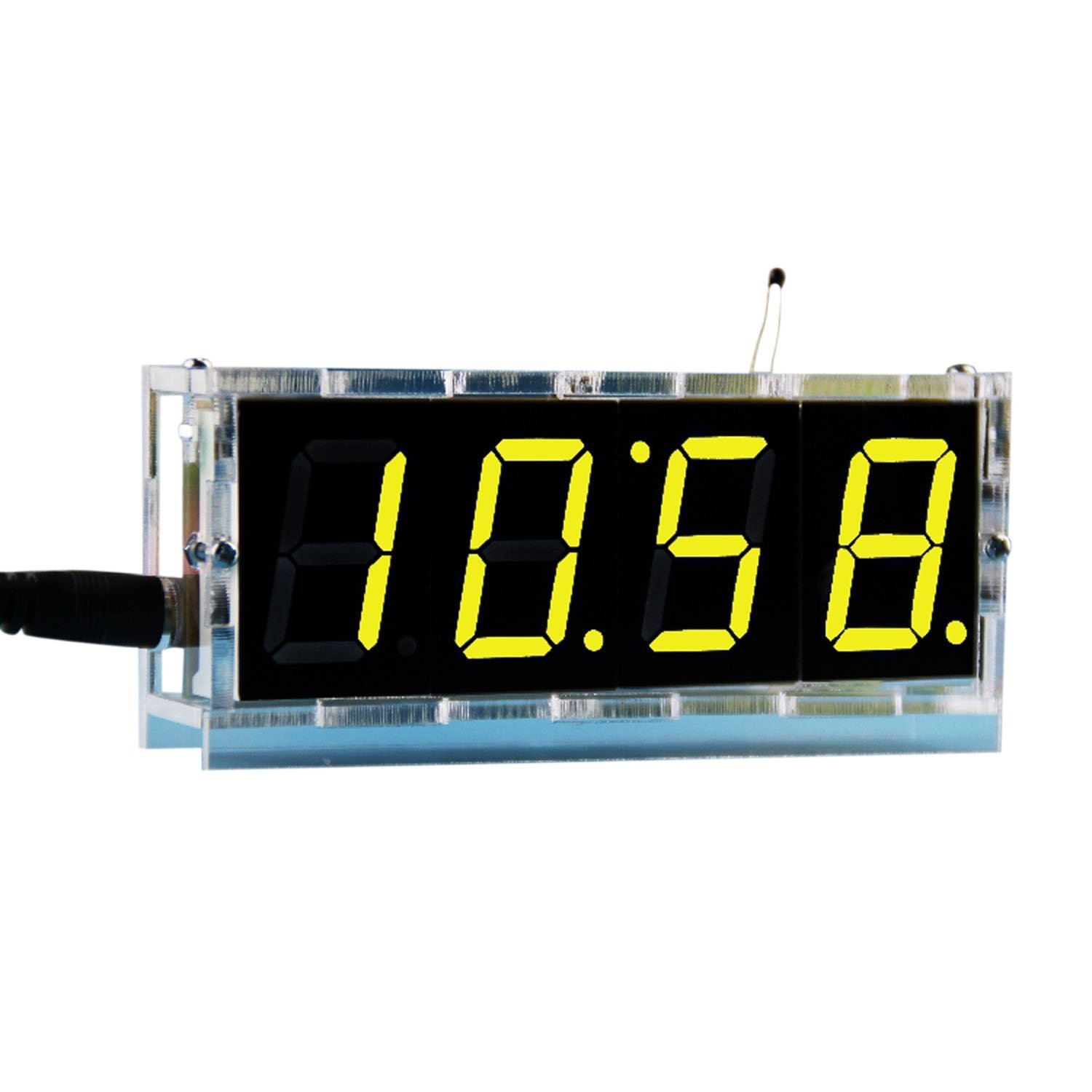 Kit horloge numérique DIY 4 chiffres LED orange avec boîtier transparent Kunhe