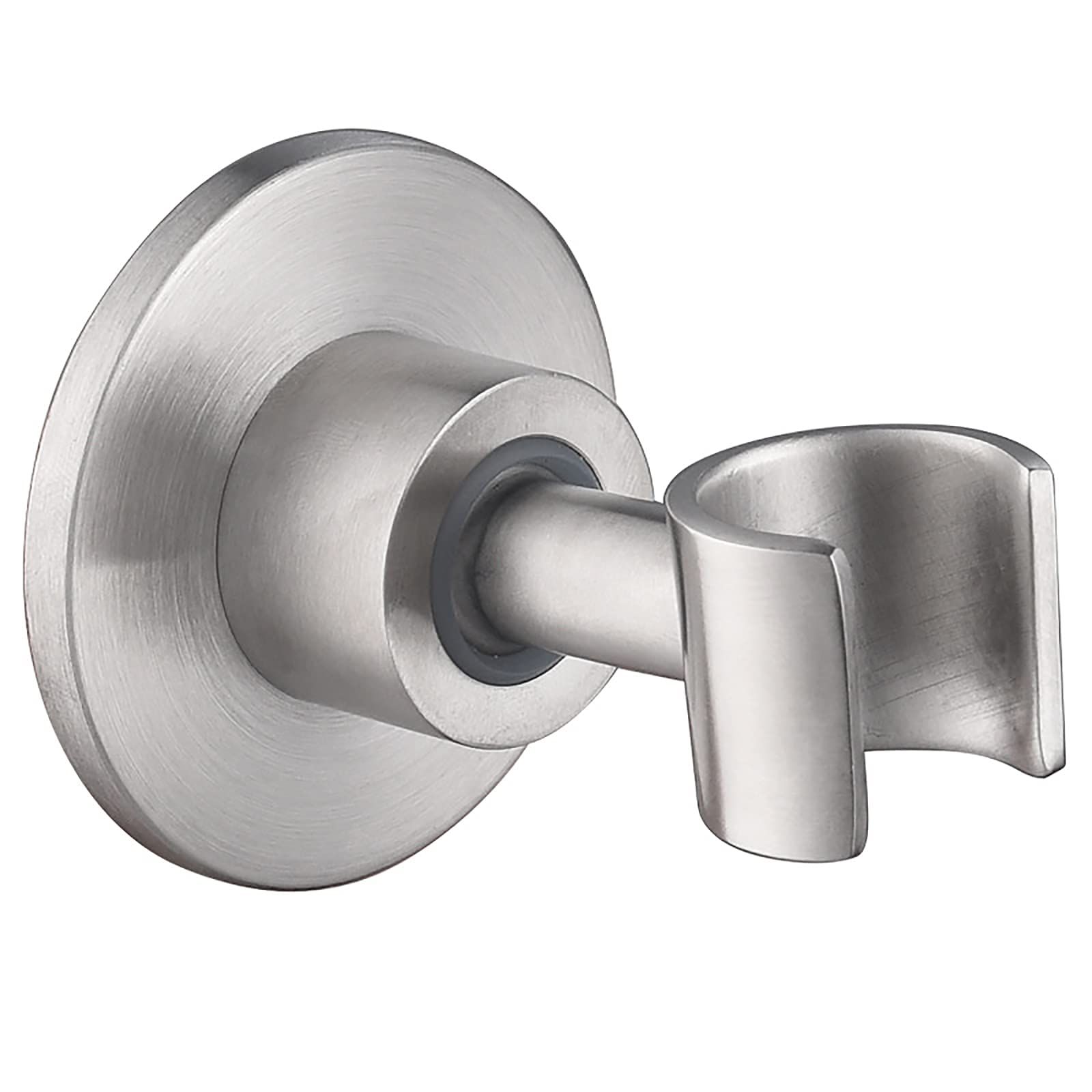 AKAZI Gebürsteter Duschkopfhalter Edelstahl-freier Handbrausehalter 360 ° drehbarer Duschhalterhalter Wandmontierter runder Duschhalter