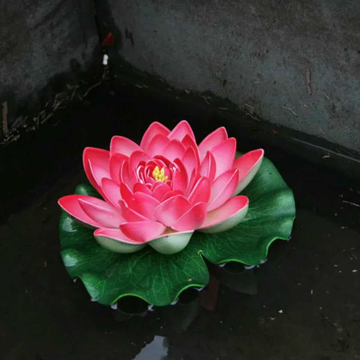 18cm Artificial Floating Water Lily Lotus Leaf Flower Pond Aquarium Decoration Landscape Garden Pond Decor-pink