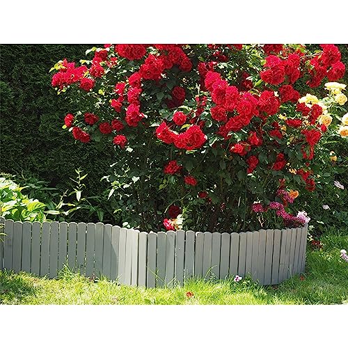 Steckzaun 200x30cm Holz-Gartenzaun Beetumrandung, grau, Zaun, dekorativer Zaun, Gartendeko, Deko, Mini-Zaun, flexibel, Umzäunung für Beete