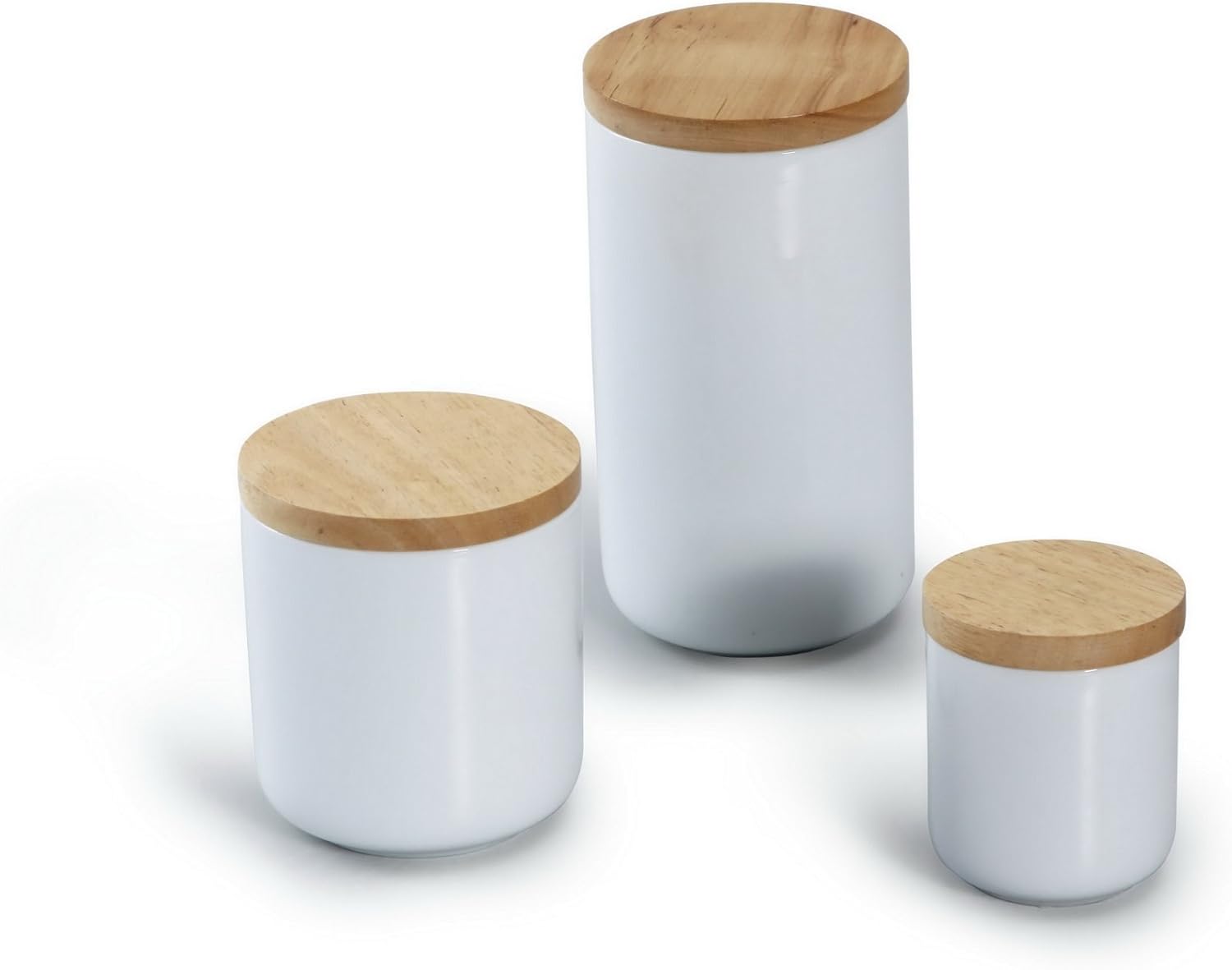 Set of 3 White Porcelain Storage Jars Amazon.co.uk Home & Kitchen